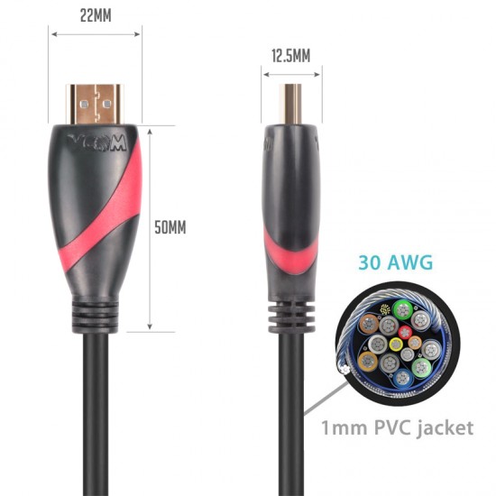 Vcom CG525-R-25.0 Siyah 25MT 1.4V Hdmi-M-Hdmi-M Kablo