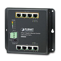 Planet PL-WGS-804HP Duvar Tip Yönetilemeyen PoE+ Switch
8-Port 10/100/1000Base-T (Port-1 ile Port-4 arası IEEE 802.3at/af PoE+ Injector) (Port başına 30.8 watt) (PoE Güç Bütçesi maks. 120 Watt)
IP30