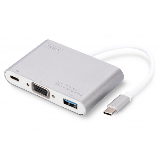 Digitus DA-70839 Digitus USB 3.0 (USB Tip C) <-> VGA Grafik Adaptörü
USB 3.0 Hub
Giriş: 1 x USB Tip C erkek (bilgisayar bağlantısı) 
Çıkış:
1 x VGA (HD15) dişi (Full HD) 
1 x USB 3.0 USB-A dişi 
1 x Şarj özellikli USB Tip C (PD 2.0) dişi (60W)
Alümi