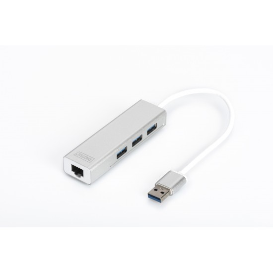 Digitus DA-70250-1 Digitus 3 Port USB 3.0 Hub & USB 3.0 Gigabit Ethernet Adaptörü Digitus DA-70250-1 Digitus 3 Port USB 3.0 Hub & USB 3.0 Gigabit Ethernet Adaptörü