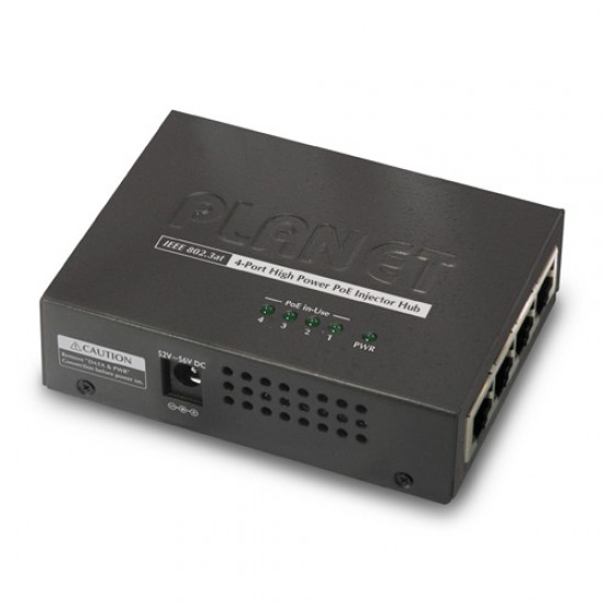 Planet PL-HPOE-460 4-Port 10/100/1000Base-TX IEEE 802.3at/af PoE+ Injector Hub