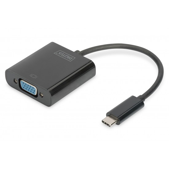 Digitus DA-70853 Digitus USB 3.1 (Gen. 1) (USB Tip C) <-> VGA Grafik Adaptörü
Giriş: 1 x USB Tip C erkek (bilgisayar bağlantısı) 
Çıkış: 1 x VGA (HD15) dişi (Full HD)
Plastik