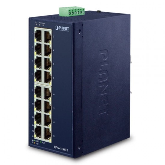 Planet PL-ISW-1600T Endüstriyel 16-Port 10/100TX Fast Ethernet Switch (-40~75 derece C)
Industrial 16-Port 10/100TX Fast Ethernet Switch (-40~75 degrees C)