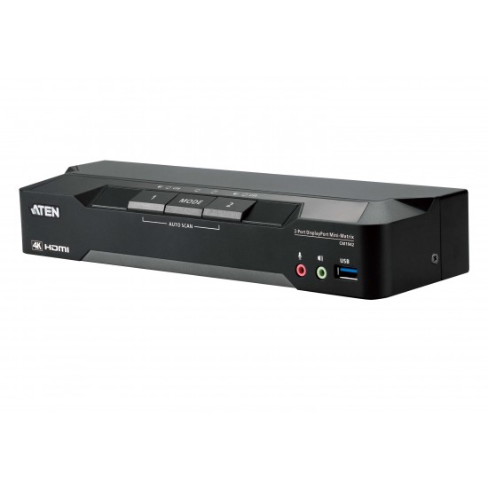 Aten ATEN-CM1942 2-Port 4K DisplayPort Dual Display Mini-Matrix Boundless KVM Switch Aten ATEN-CM1942 2-Port 4K DisplayPort Dual Display Mini-Matrix Boundless KVM Switch