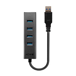 Lindy LIN-43324 4 Port USB 3.0 Hub with 30cm fixed USB Type A Cable
4 Port USB 3.0 Hub