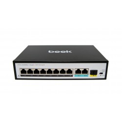 BEEK BN-FS-1083P2G1S Beek Yönetilemeyen PoE+ Switch
8 x 10/100BASE-T IEEE802.3af/at PoE+ port (Port başına 30.8 watt) (PoE Güç Bütçesi maks. 120 Watt)
2 x 10/100/1000BASE-T port (combo)
1 x 1000 Base-X SFP yuva (combo)
4KV ESD
Beek 8 Ports 10/100Mbps Unma