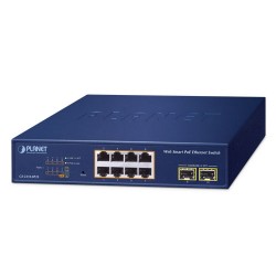 Planet PL-GS-2210-8P2S Layer 2 Web Smart Ethernet Switch
8-Port 10/100/1000T IEEE802.3af/at PoE+ port (Port başına 30.8 watt) (PoE Güç Bütçesi maks. 120 Watt)
2-Port 1000X SFP yuva
8-Port 10/100/1000T 802.3at PoE + 2-Port 1000X SFP Web Smart Ethernet Swit