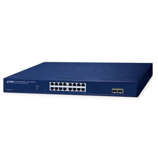 Planet PL-GS-2210-16T2S Layer 2 Web Smart Ethernet Switch
16 x 10/100/1000BASE-T port
2 x 100/1000BASE-X SFP yuva
16-Port 10/100/1000T + 2-Port 1000X SFP Web Smart Ethernet Switch
