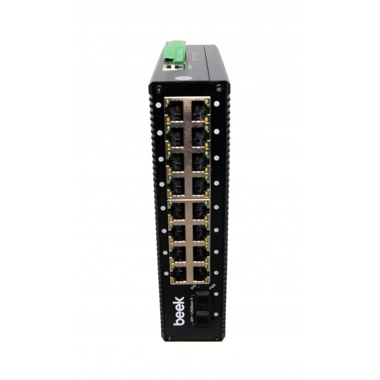 BEEK BN-ISW-2162PG Beek Yönetilebilir L2+ Endüstriyel PoE Switch
16 x 10/100/1000T IEEE802.3af/at PoE+ port (Port başına 30.8 watt) (PoE Güç Bütçesi maks. 240 Watt)
2 x 1/10G SFP+
Din-Ray montajına uygun
Beek 16 port Gigabit Industrial Managed Din Rail Po