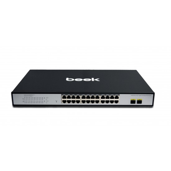 BEEK BN-GS-2242PSW Beek L2 Web Smart Switch
24 x 10/100/1000Mbps IEEE802.3af/at PoE+ port (Port başına 30.8 watt) (PoE Güç Bütçesi maks. 300 Watt)
2 x 1000Base-X SFP yuva (1.25Gbps SFP Uplink port) (combo)
6KV surge koruması
Beek 24 Ports 10/100/1000Mbps 