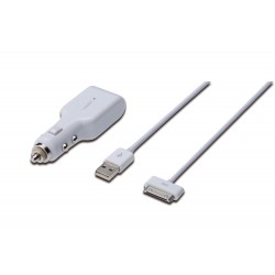 Digitus DB-600900-010-W Digitus USB Araç İçi Çakmaklık Şarj Adaptörü  ve Şarj Kablosu