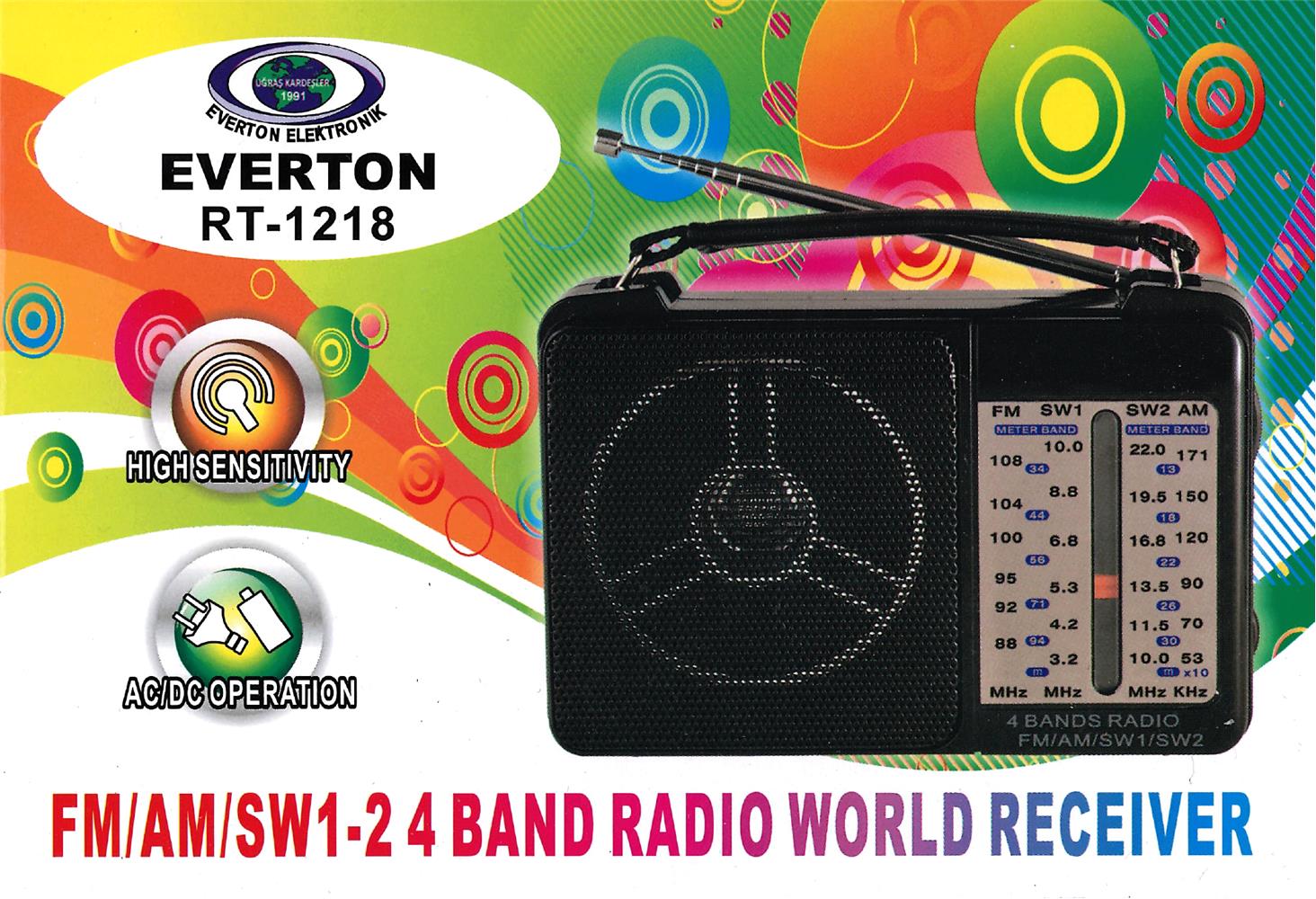 Everton RT-1218 USB-SW1-SW2-FM-AM Nostaljik Radyo Şarjlı