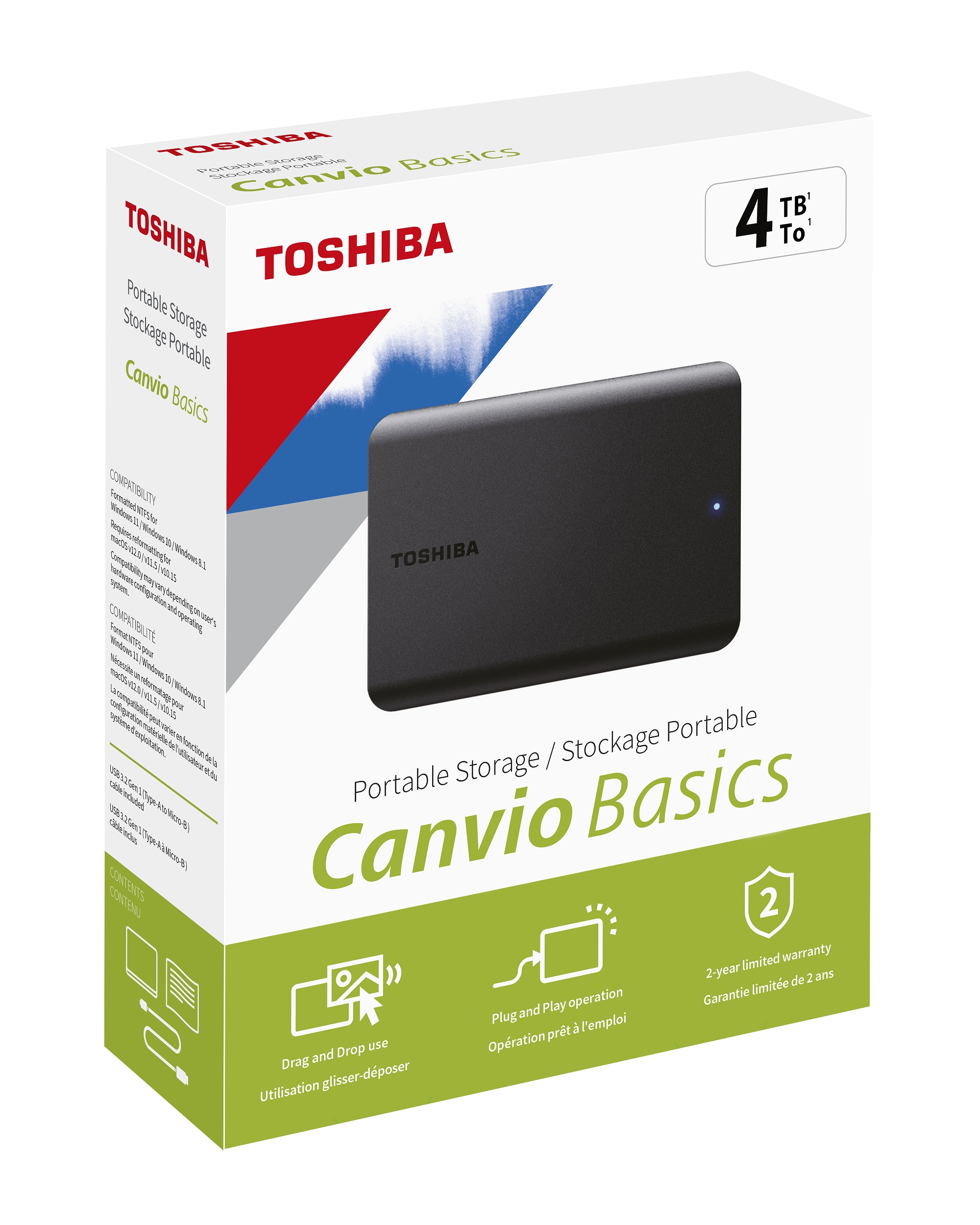 Toshiba 4TB Canvio Basic 2.5" Gen1 USB 3.2 Harici Harddisk (HDTB540EK3CA)