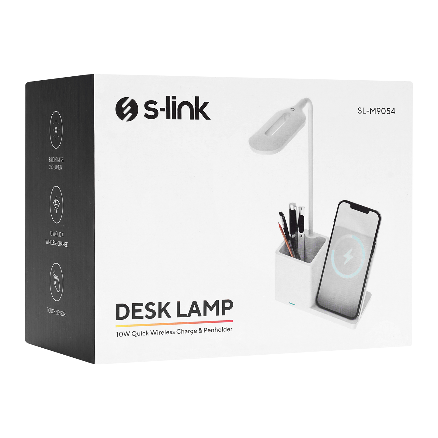 S-link SL-M9054 Siyah TypeC 10W Kablosuz Şarj Cihazı Kalemlikli Masa Lambası