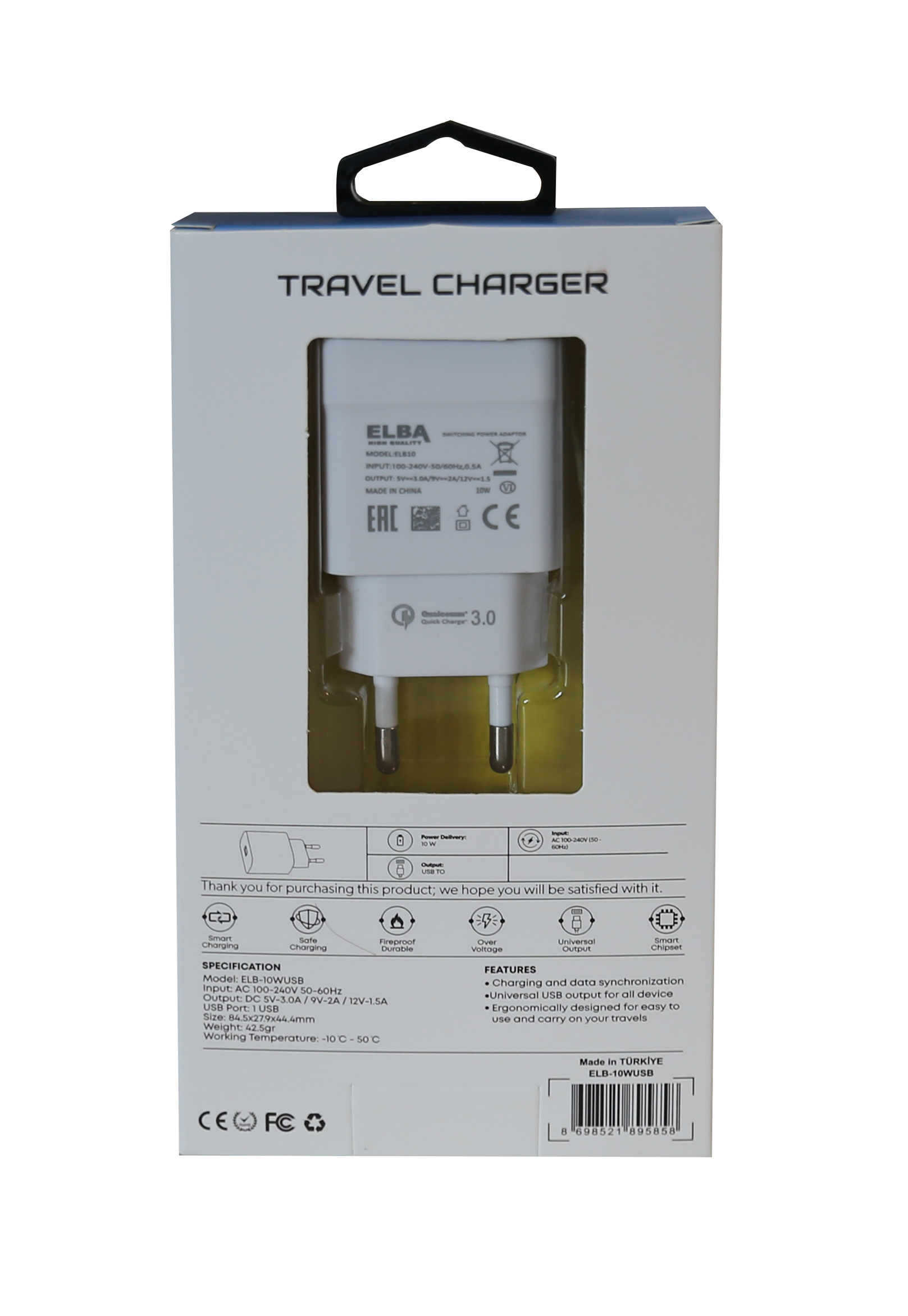 Elba Elb10 10W 3.0A Hızlı Şarj Akıllı Koruma Usb EV Şarj Kafa