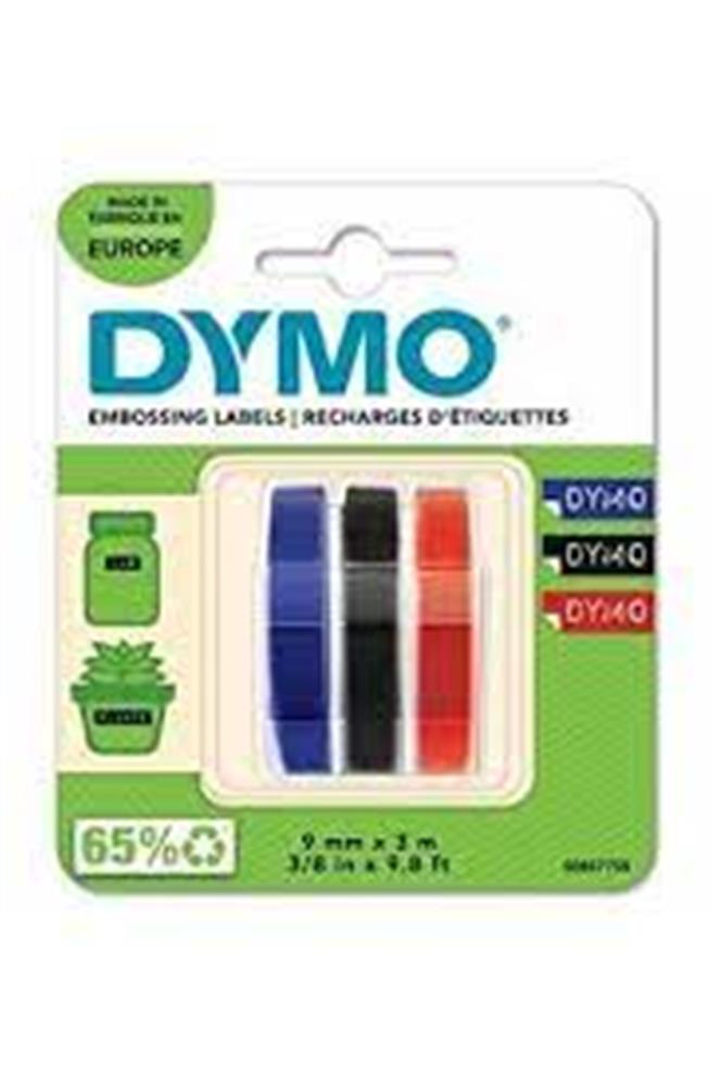 DYMO S0847750 Kabartma Şerit, 9 mmx3 mt  3 lü Bls K-S-M