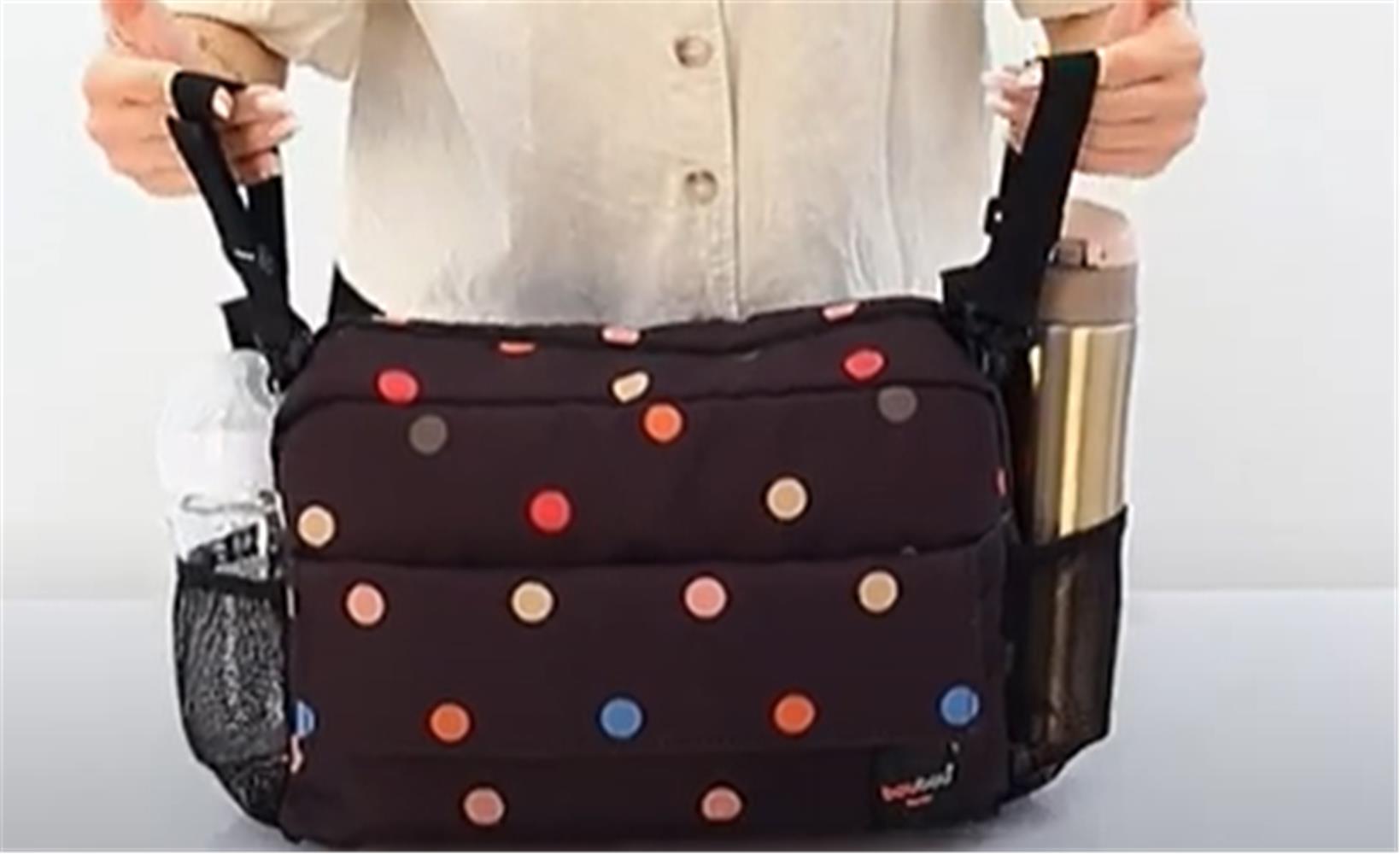 Boubou BSO-1001 Bebek Arabası Organizer Çanta Siyah Puantiyeli