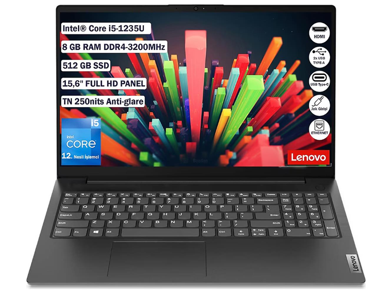 Lenovo V15 G3 IAP 82TT00A5TX i5-1235U 8 GB 512 GB SSD 15.6" Full HD FreeDos Notebook