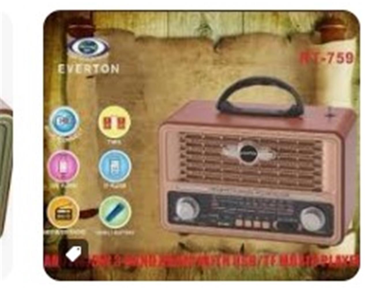 Everton Rt-759  Bluetooth Fm-Usb-Tf-Aux  Şarjlı Nostaljik Radyo