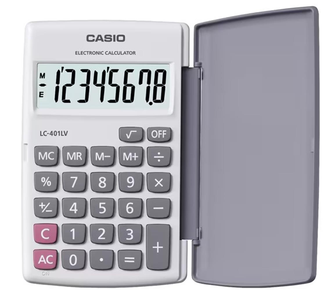 Casio LC-401LV-WE 8 Hane Beyaz Cep Tipi Hesap Makinesi