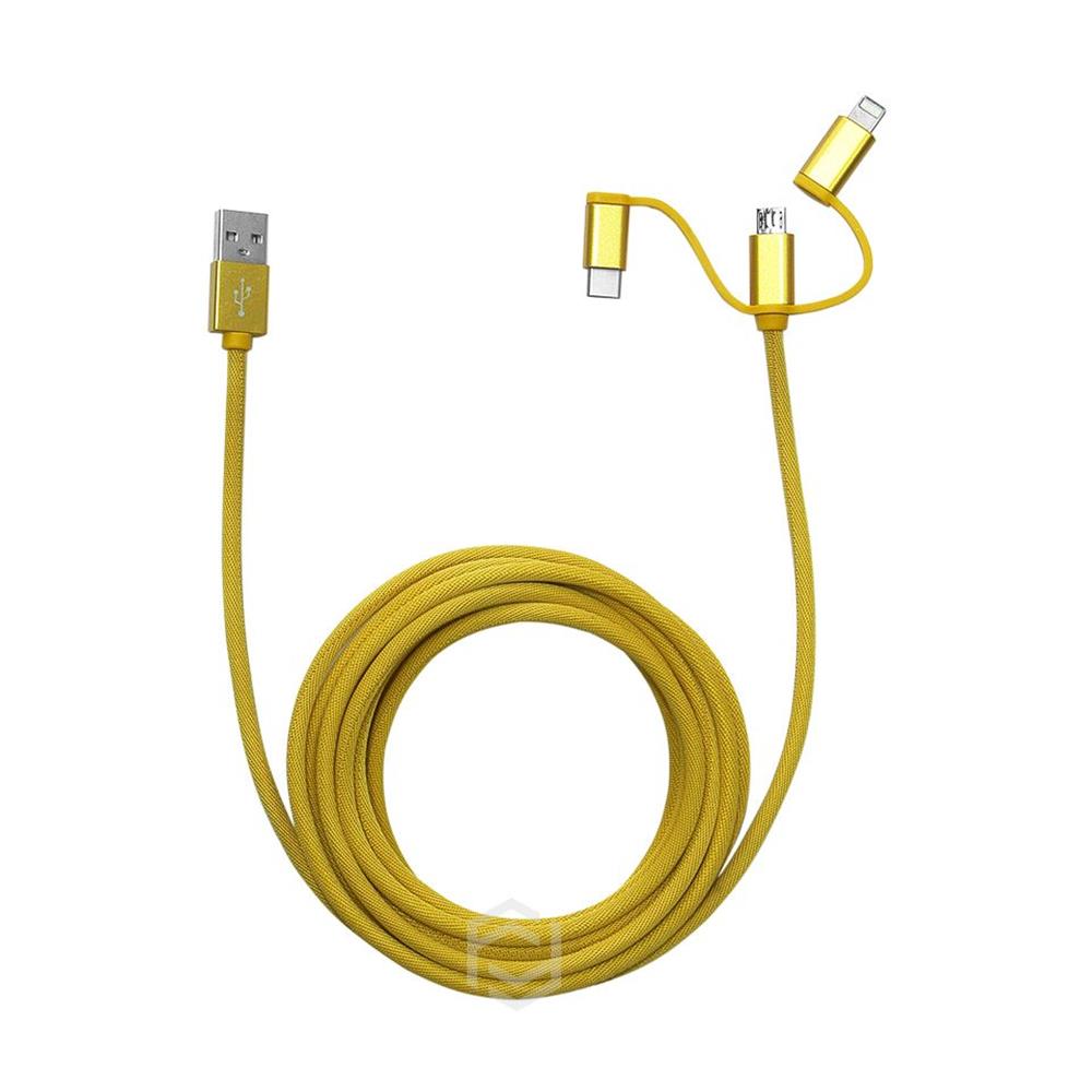 Frisby FA-7556UC Örgülü 3mt USB Data - Şarj Kablo (iOS-Android-Type-C) Sarı Frisby FA-7556UC Örgülü 3mt USB Data - Şarj Kablo (iOS-Android-Type-C) Sarı