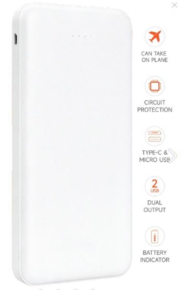 SnapMax SNP-3000 Beyaz 10.000 mah Powerbank 2x USB Çıkışlı 1 Type-C ve 1 Micro Girişli