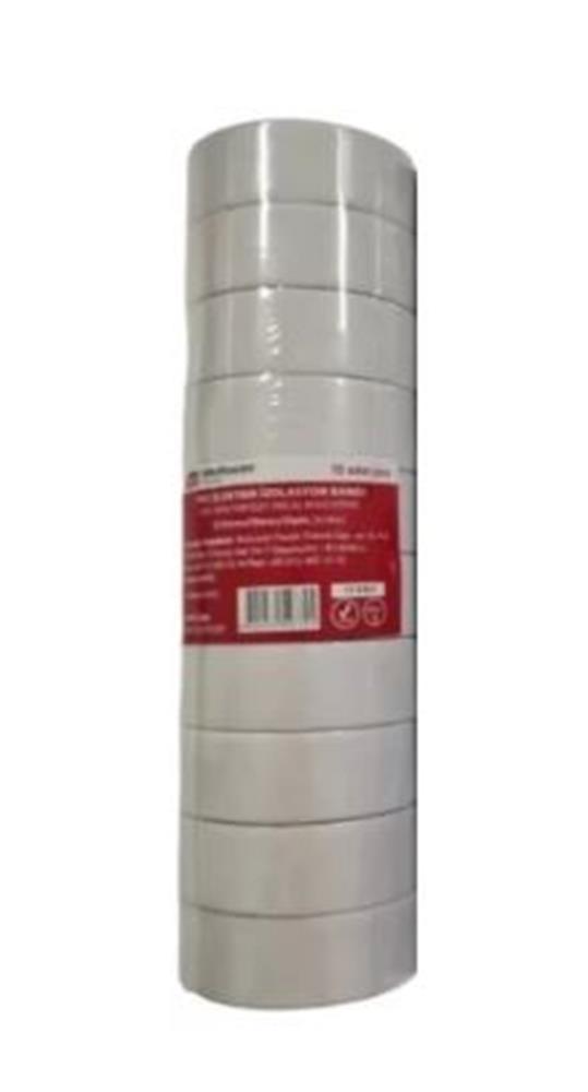 Mutlusan 10-19 İzole Bant 10lu (Elektrik Bant) Beyaz 065133011019