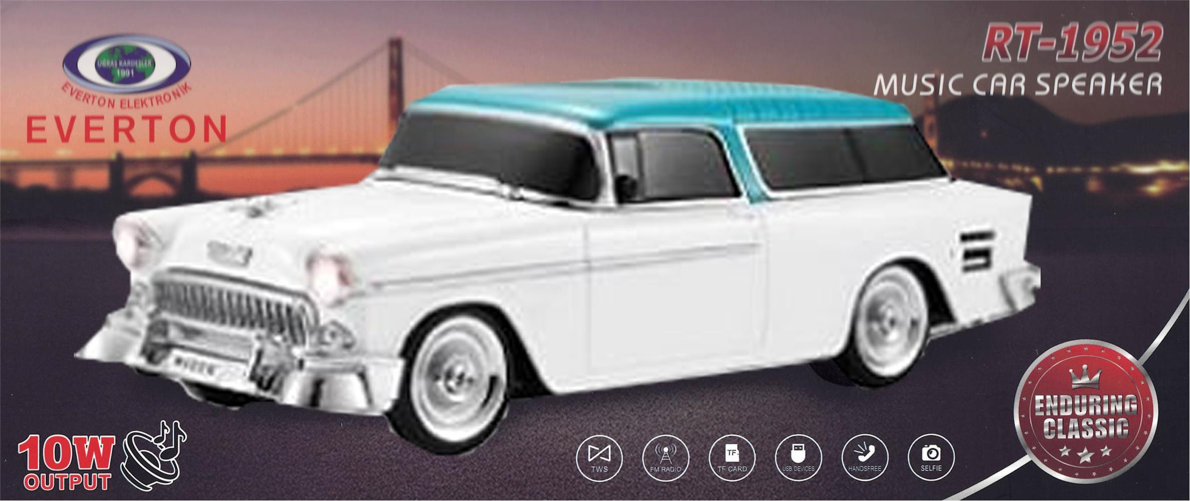 EVERTON RT-1950 Bej Arabalı  Bluetooth Fm-Usb-Tf-Aux Şarjlı Nostaljik Radyo