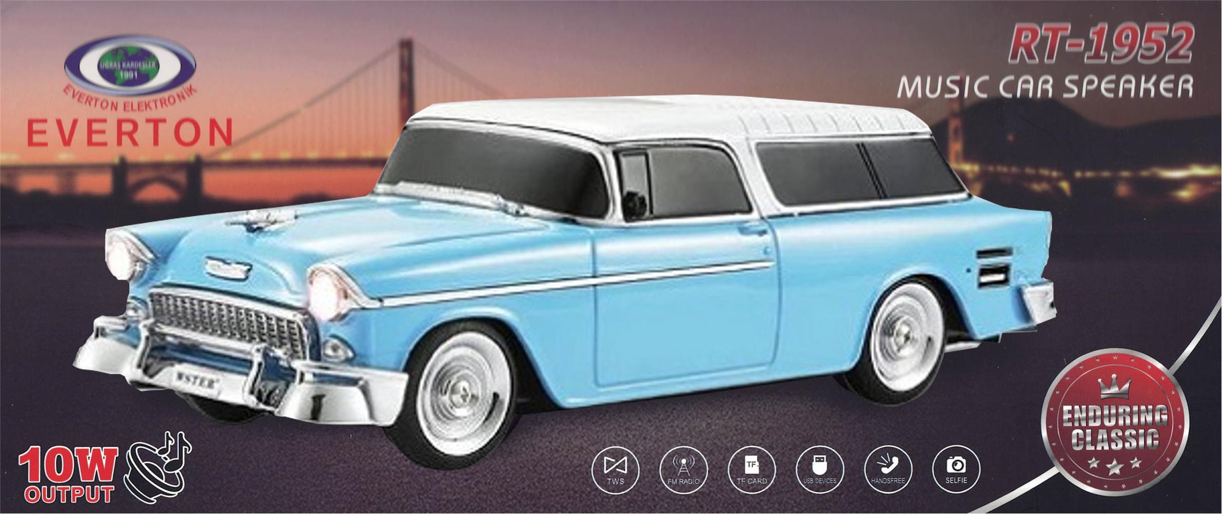 EVERTON RT-1941 Lacivert Arabalı  Bluetooth Fm-Usb-Tf-Aux Şarjlı Nostaljik Radyo