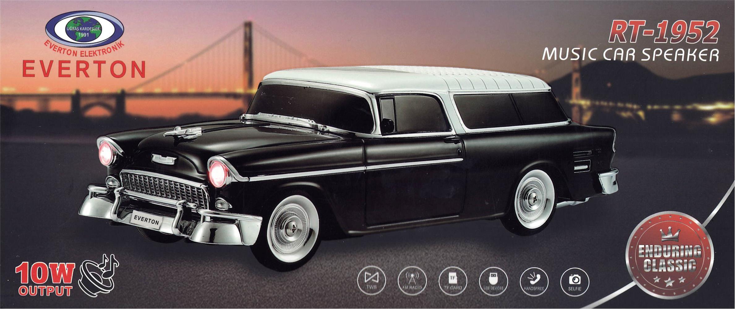 EVERTON RT-1941 Siyah Arabalı  Bluetooth Fm-Usb-Tf-Aux Şarjlı Nostaljik Radyo