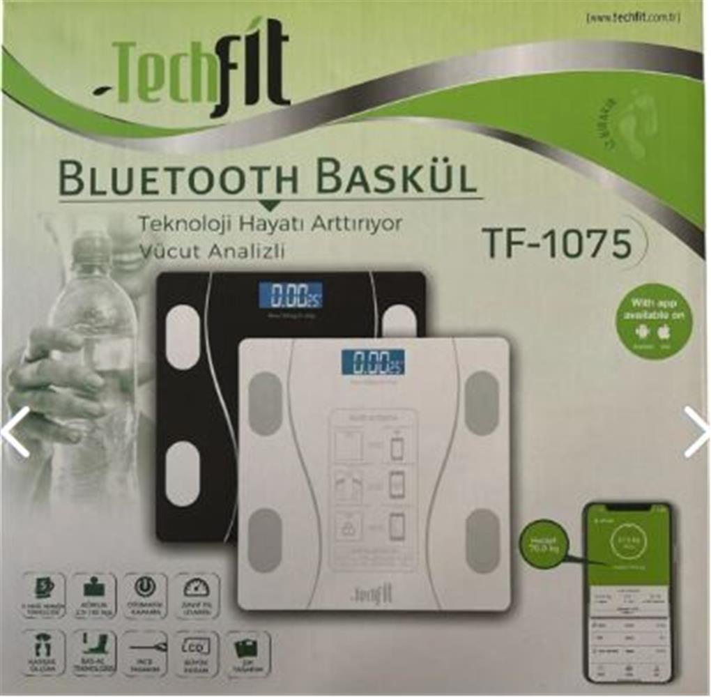 Techfit Dijital Baskül TF-1075 (Bluetooth Özellikli) Hassas Ölçüm (2.5-180kg)