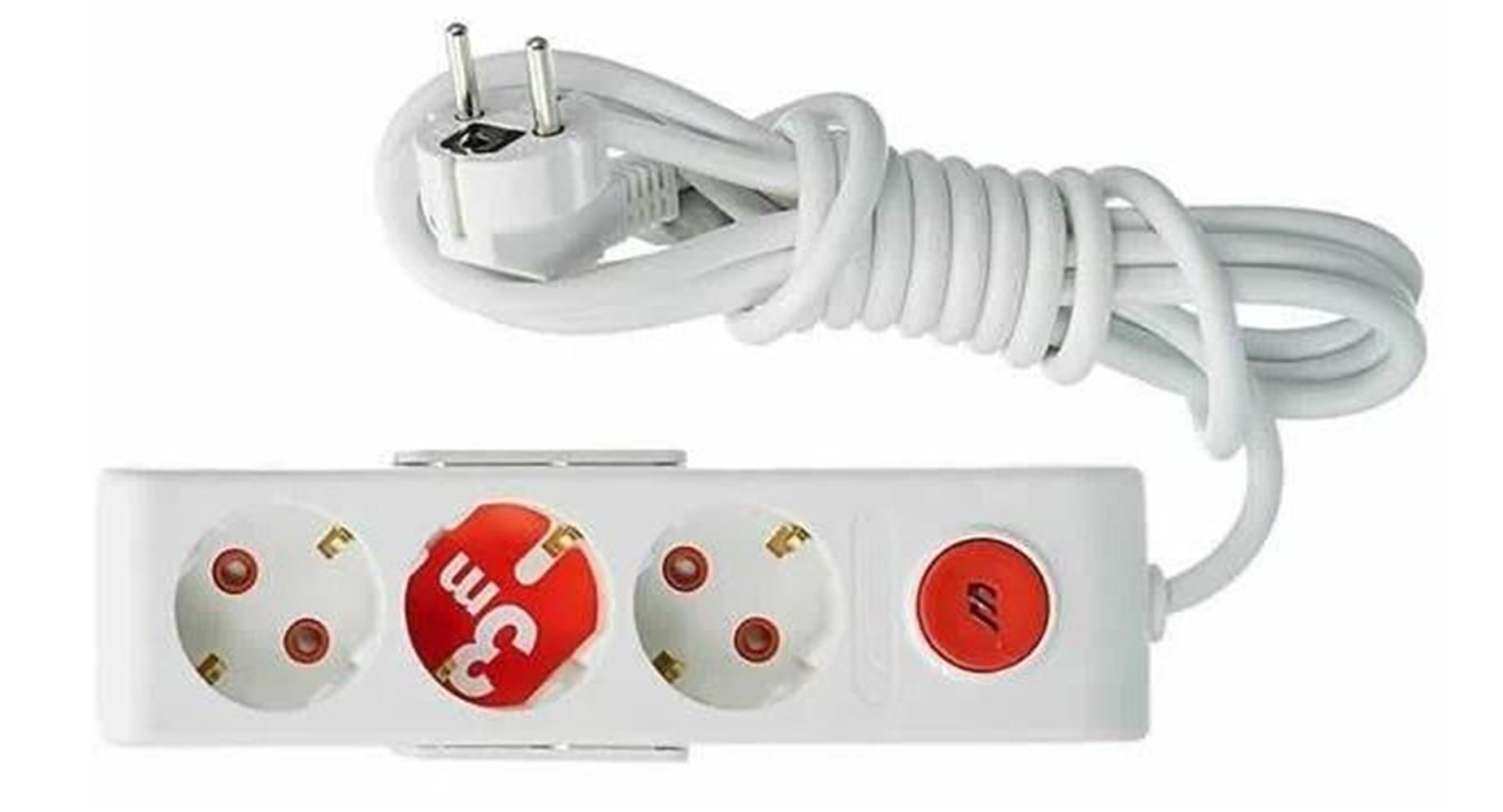 Mutlusan Ri-Tech 3 lü Şok Korumalı Grup Priz 1.5m (001 175 370002 15 00)