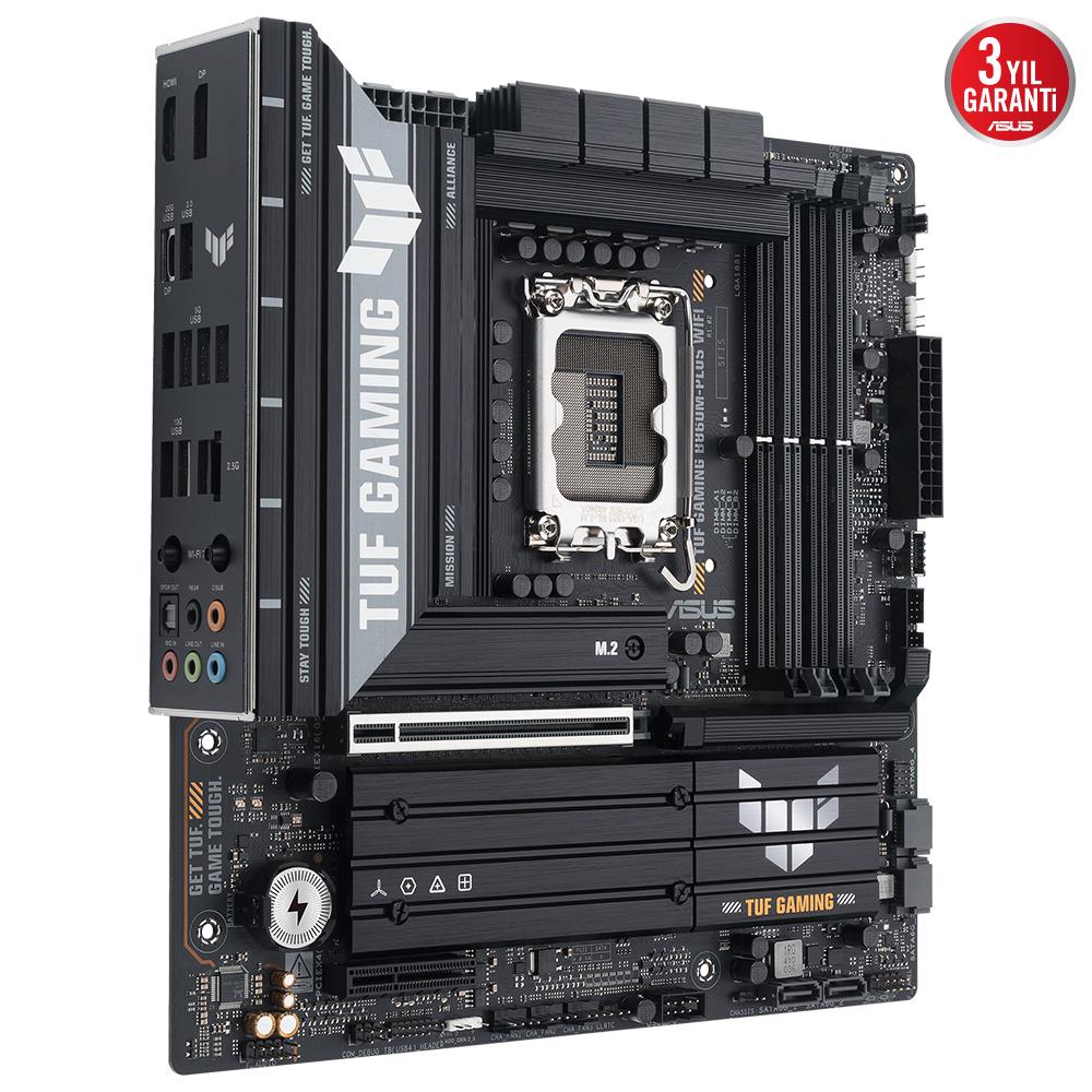 Asus TUF Gaming B860M-PLUS WIFI 8800MHz OC DDR5 Soket 1851 M.2 USB4 HDMI DP mATX Anakart