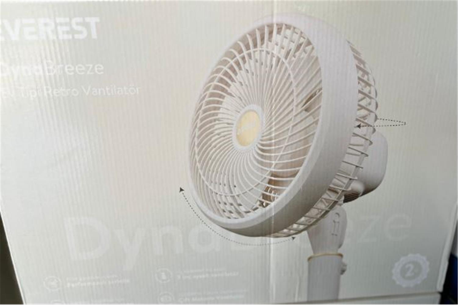 Everest FAN12 DynaBreeze Krem-Gold 9" 70W 3 Hız Kademeli 2000RPM Çift Motorlu Vantilatör- Pervanesi