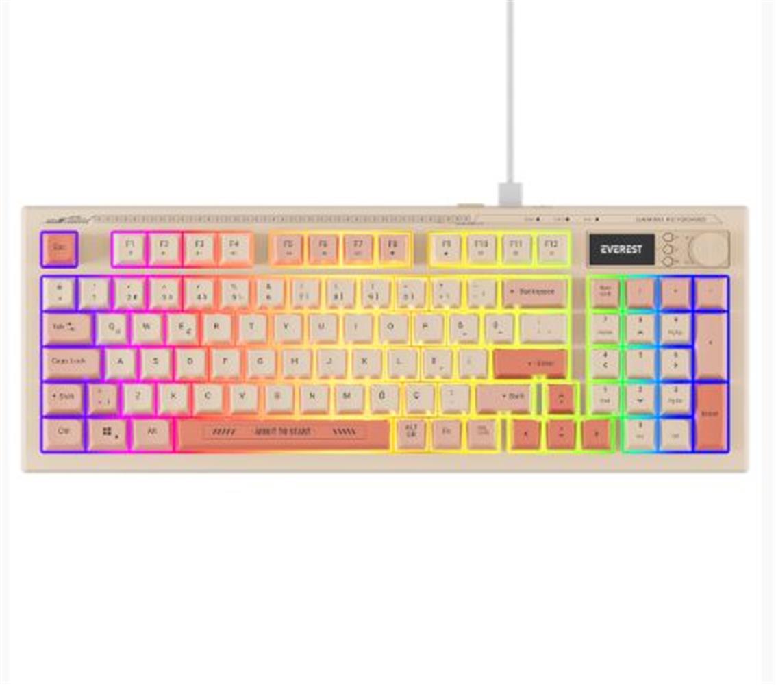 Everest KB-79 SILENT PRO Bej-Pembe-Turuncu SESSİZ RGB Q Membrane Oyuncu Klavyesi Everest KB-79 SILENT PRO Bej-Pembe-Turuncu SESSİZ RGB Q Membrane Oyuncu Klavyesi