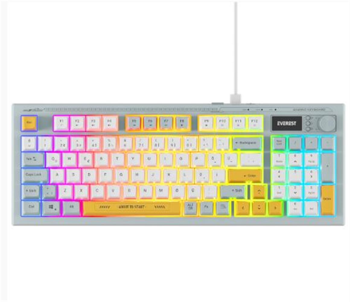 Everest KB-79 SILENT PRO Mavi-Beyaz-Sarı SESSİZ RGB Q Membrane Oyuncu Klavyesi Everest KB-79 SILENT PRO Mavi-Beyaz-Sarı SESSİZ RGB Q Membrane Oyuncu Klavyesi