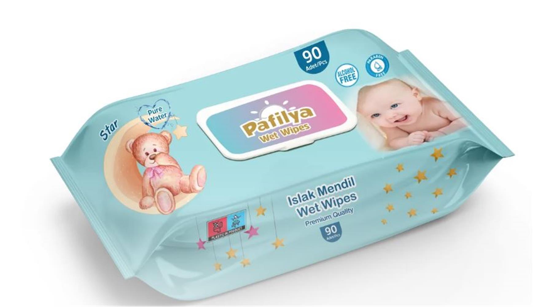Pafilya Star Bebek Islak Havlu 90 lı  (Alcohol Free- Paraben Free) Premium Quality Wet Wipes