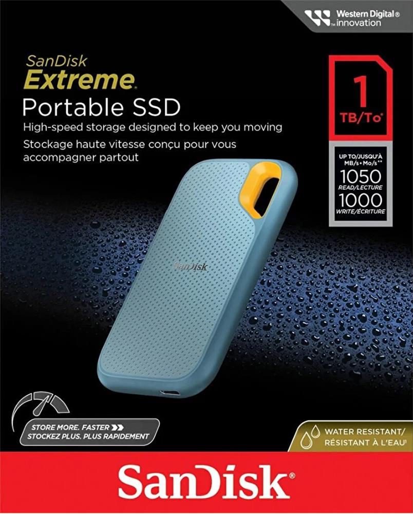 Sandisk 1TB Extreme SDSSDE61-1T00-G25B 1050MB-sn V2 Açık Mavi Taşınabilir SSD