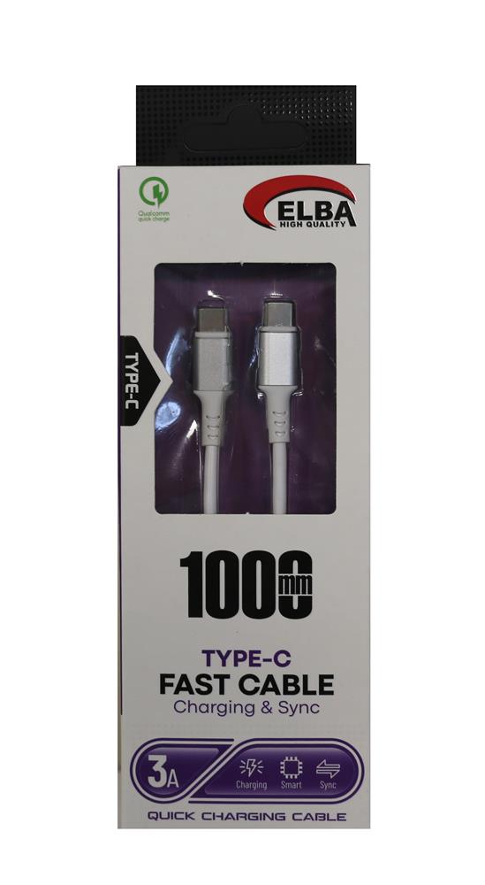 Elba Elb120-1 120w Type-c To Type-c 1Mt Siyah Örgülü  Şarj Kablosu ( Data Veri )