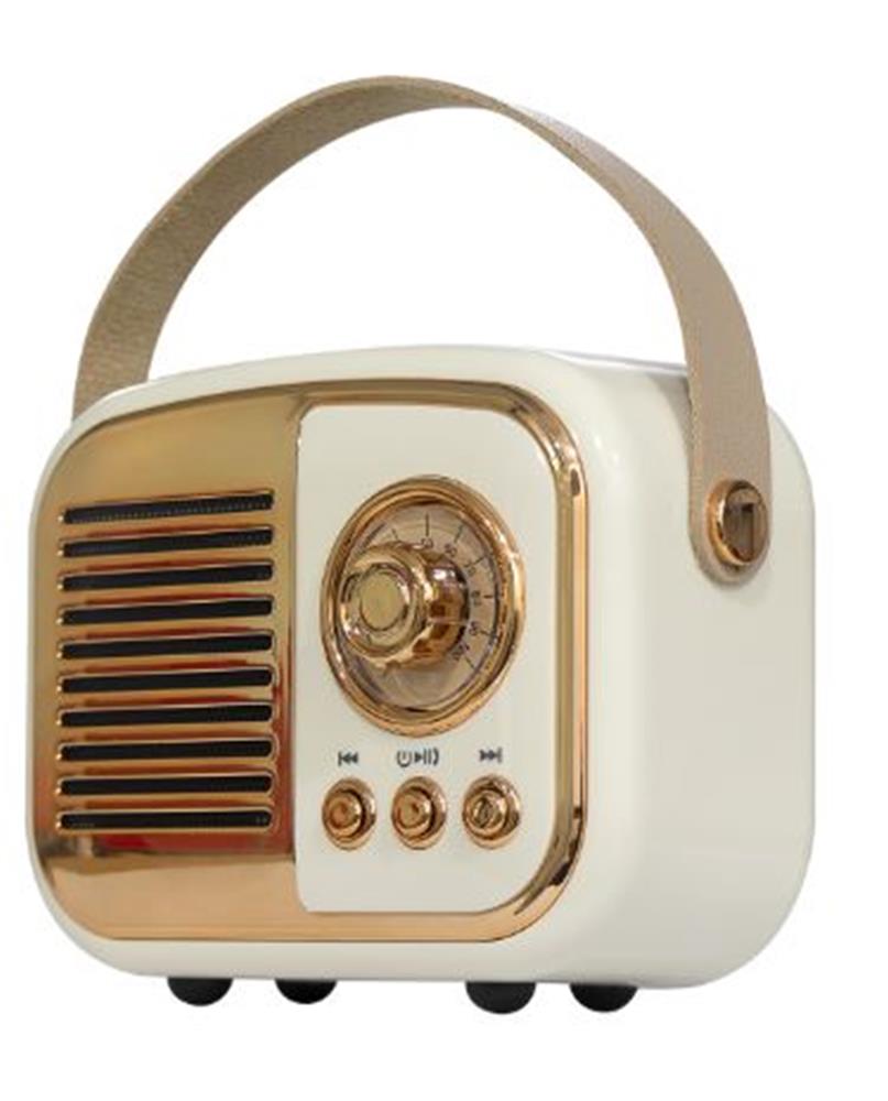 Mikado MD-24BT Echoes 3W 800mAh Beyaz Usb+TF Kart+Bluetooth Destekli Klasik Retro Müzik Kutusu