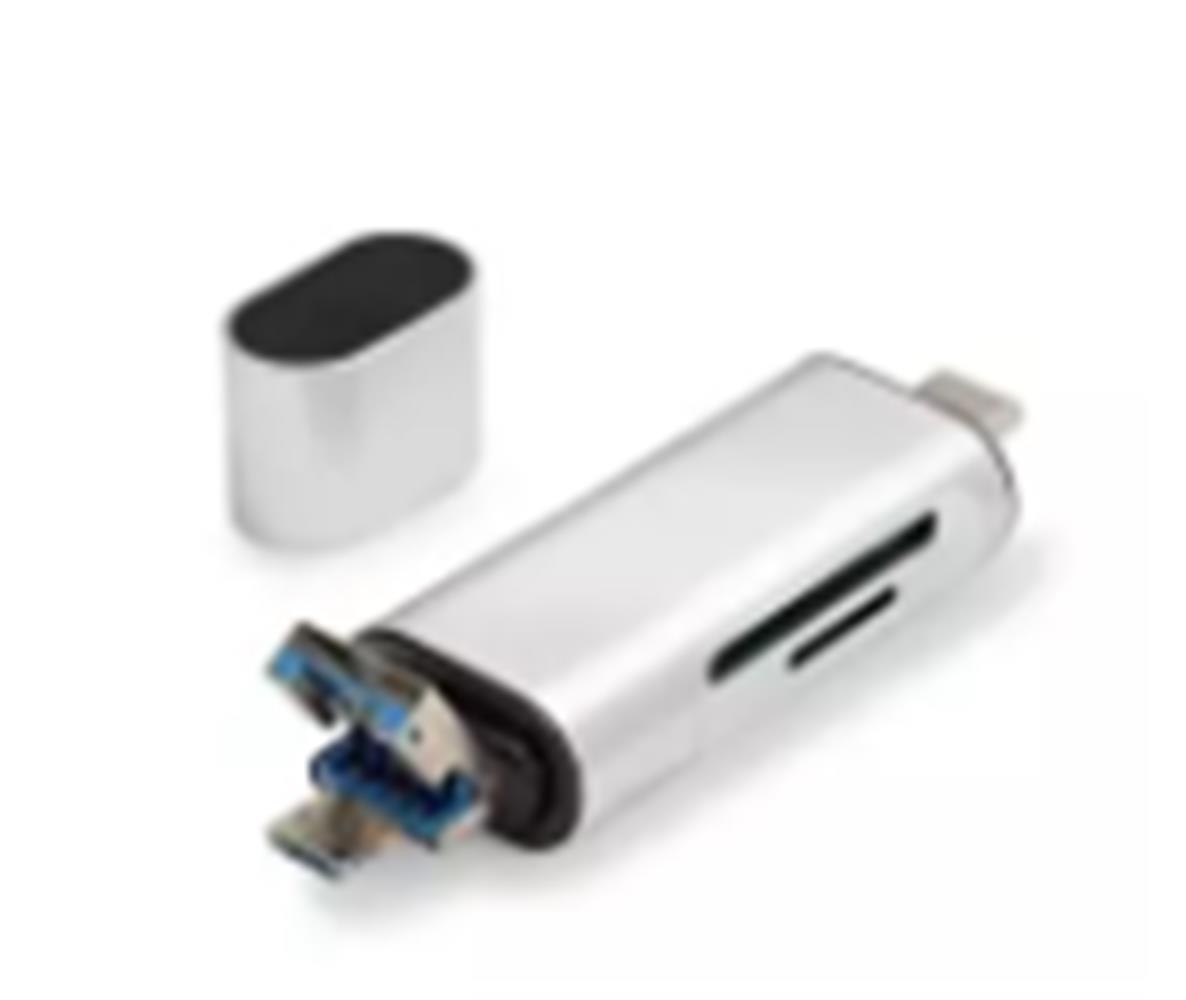 Hadron HDX7053 Kart Okuyucu Type-C OTG | microSD + SD Destekli | 480Mbps Gri