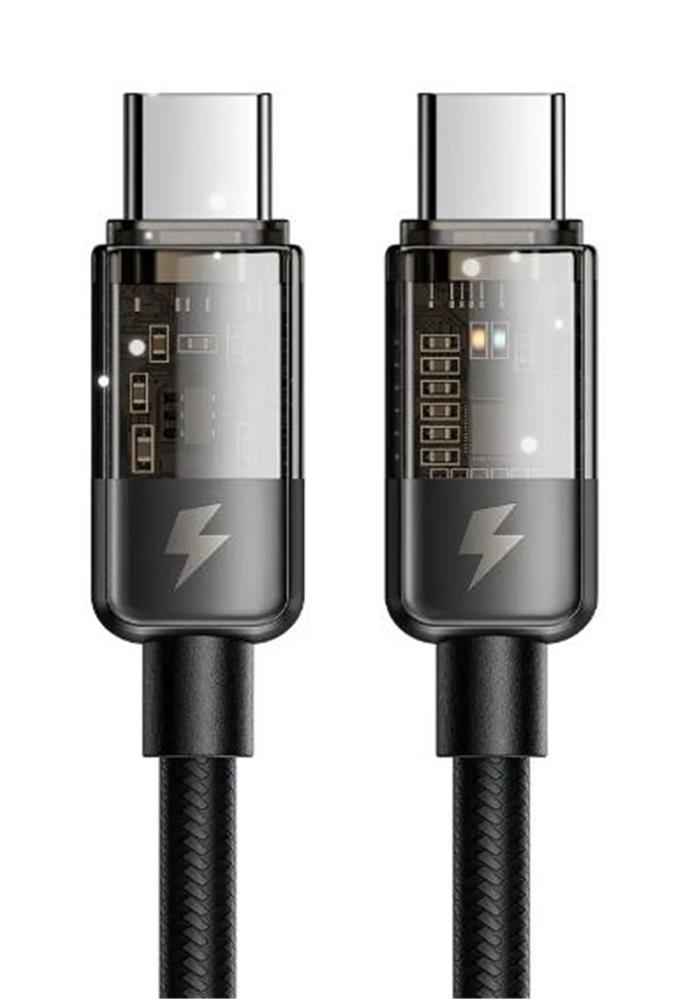 MCDODO CA-2840 Type-C To Type-C 100W Led Işıklı Power Off Hızlı Data Şarj Kablosu 1.2m - Siyah