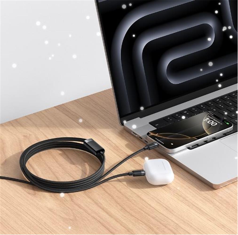 MCDODO CA-7380 | USB-C - Çift USB-C 100W Manyetik Sarılabilir Şarj Kablosu