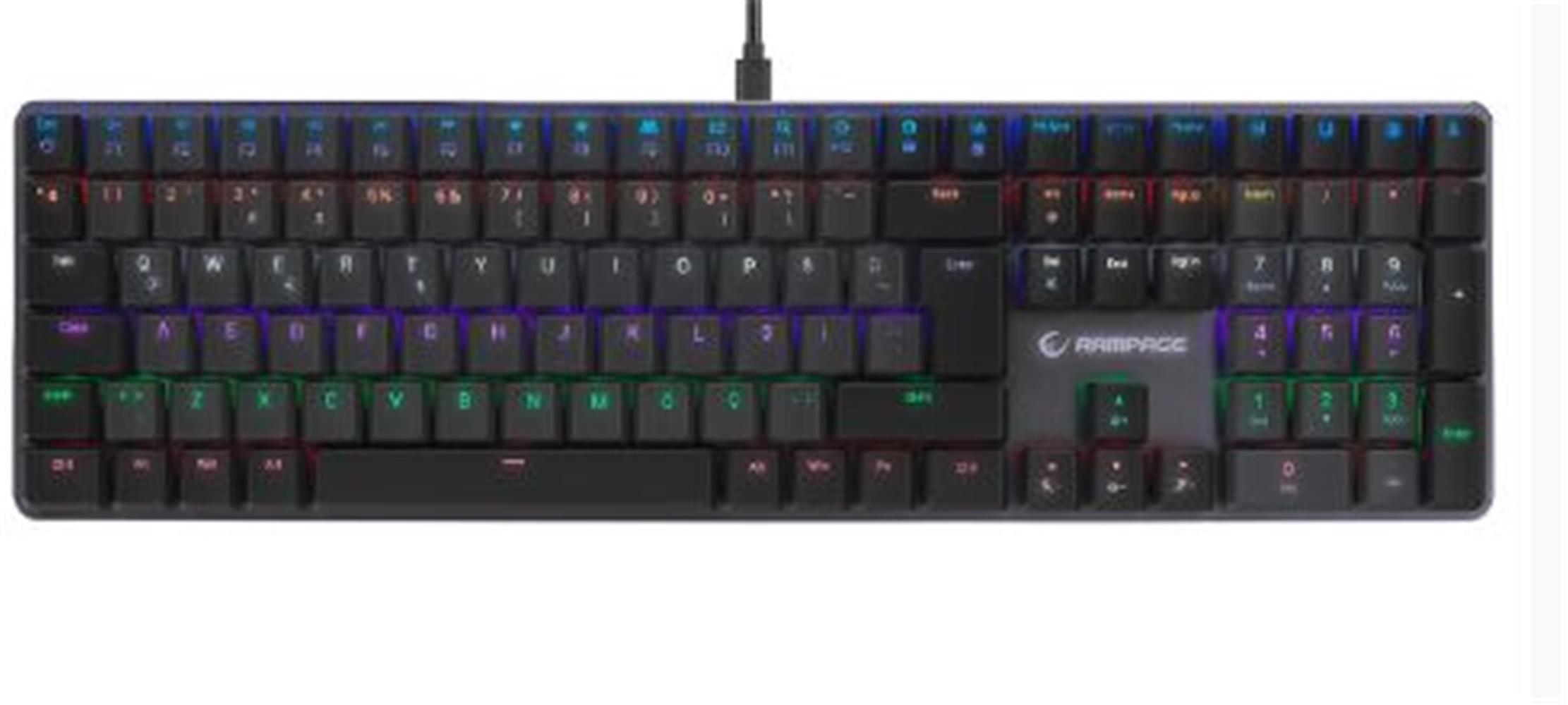 Rampage GRANITE PRO Siyah-Gri Low Profile BLUE SWITCH Q Rainbow Mekanik Gaming Oyuncu Klavye