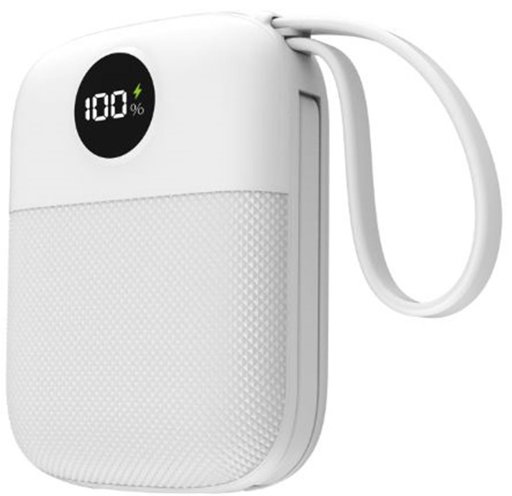 S-link MP110 10000mAh PD22.5W Type-C+Lightning Kablolu Beyaz  Pil Şarj Cihazı Powerbank