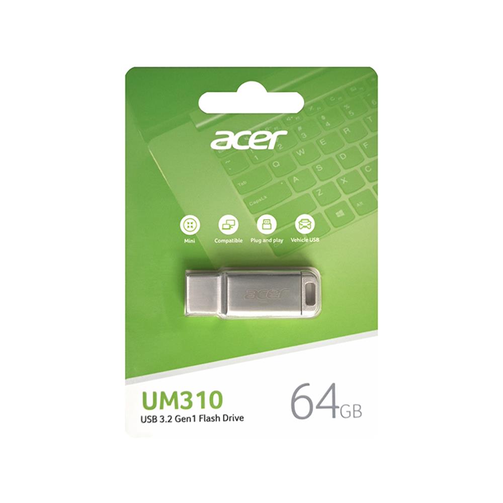 Acer 64GB USB3.2 UM310-64GB Metal Flash Bellek (105-40 MB-s) Okuma-Yazma