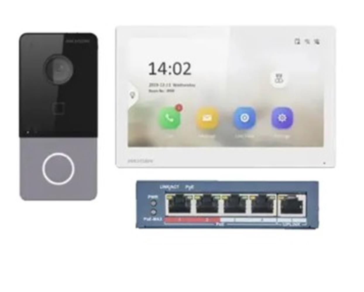 Hikvision DS-KIS213 7" 4 Tellli Analog Vİdeo İnterkom Kit