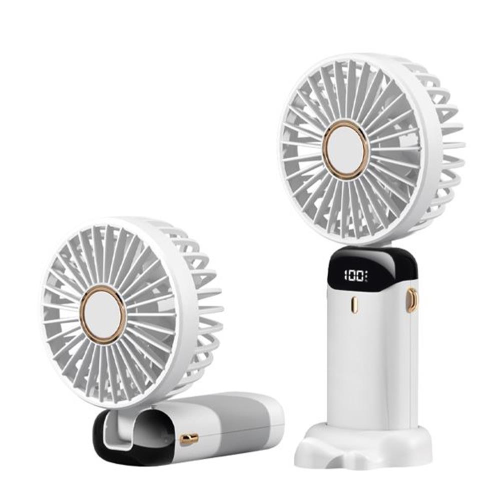 Feny FN-F30 Beyaz Kademeli Ultra Sessiz Led Göstergeli Katlanabilir Şarjlı 1200Mah Mini El Fanı