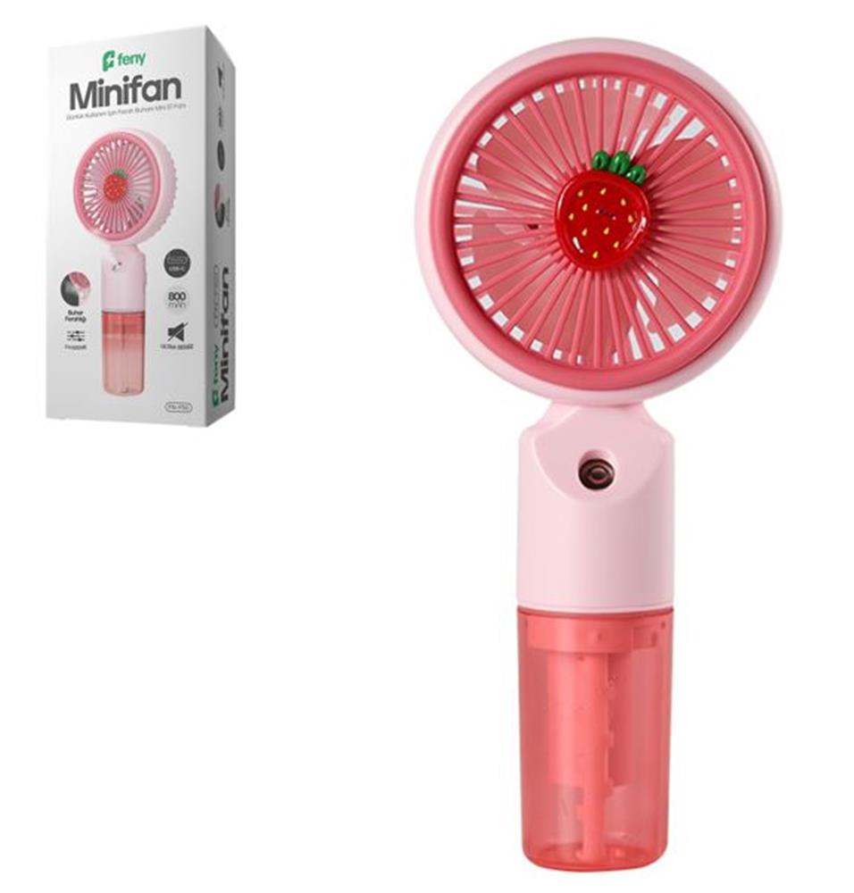 Feny FN-F50 Pembe Kademeli Ultra Sessiz Buharlı Şarjlı 800Mah Mini El Fanı