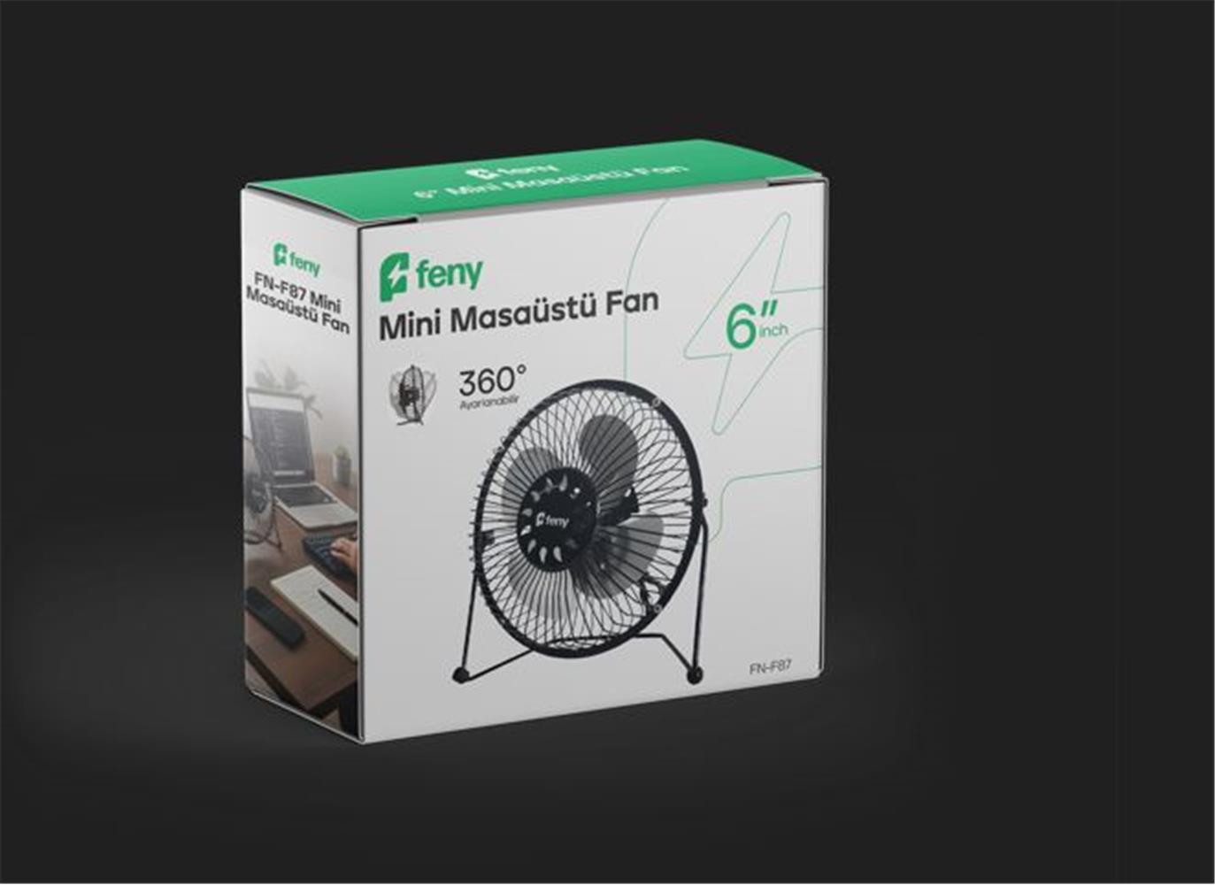 Feny FN-F87 Metal 360 Derece Dönebilen 6" Mini Masaüstü Fan
